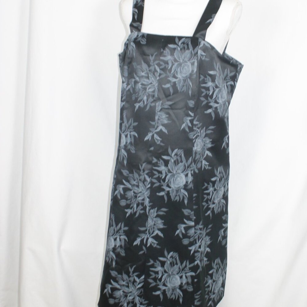 Positive Attitude Bodycon Formal Dress Woman Size 14 Black Gray Floral All Over
